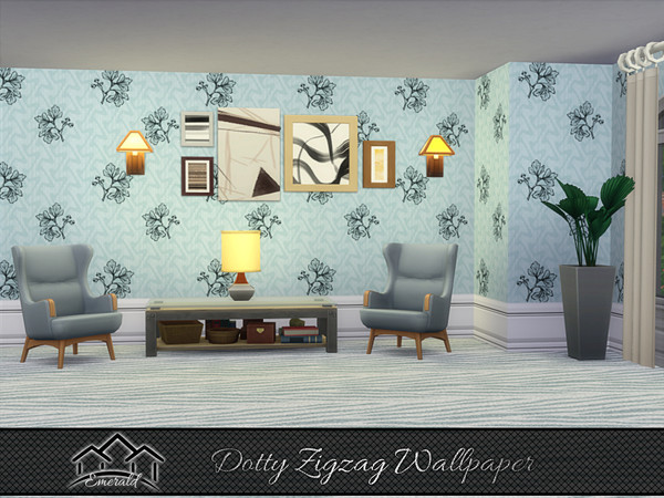 Sims 4 — Dotty Zigzag Wallpaper 3 by Emerald — Create a stress free environment you will enjoy everyday with dotty zigzag