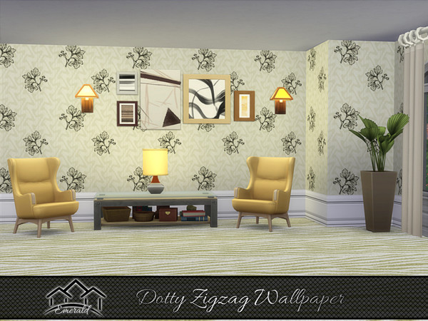 Sims 4 — Dotty Zigzag Wallpaper 4 by Emerald — Create a stress free environment you will enjoy everyday with dotty zigzag