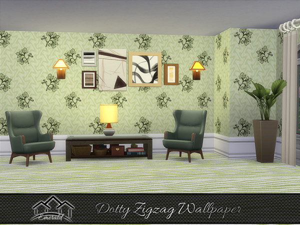 Sims 4 — Dotty Zigzag Wallpaper 5 by Emerald — Create a stress free environment you will enjoy everyday with dotty zigzag