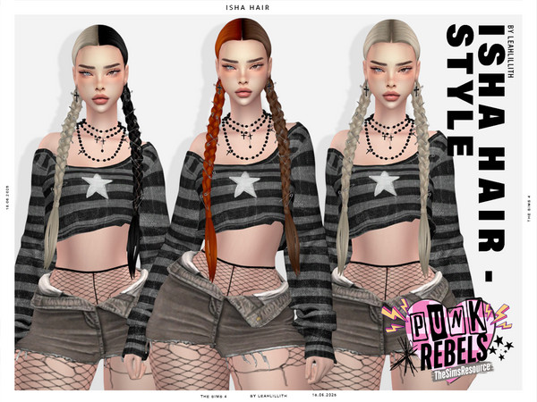 Sims 4 — Punk Rebels Isha Hairstyle by Leah_Lillith — There is optional recolor (color wheel) which can be found in the