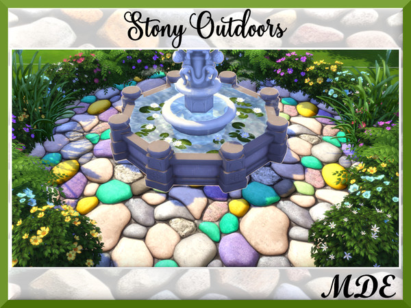 Sims 4 — MDE-StonyOutdoors-03.package by MDE — 7 different stony terrain paints for your patios, gardens.