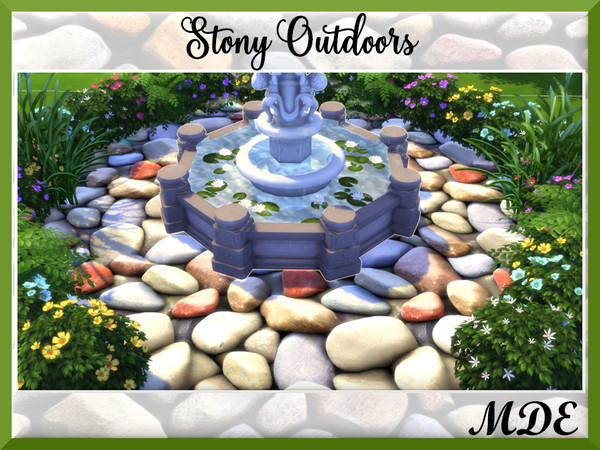 Sims 4 — MDE-StonyOutdoors-04.package by MDE — 7 different stony terrain paints for your patios, gardens.