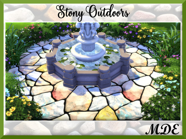 Sims 4 — MDE-StonyOutdoors-05.package by MDE — 7 different stony terrain paints for your patios, gardens.