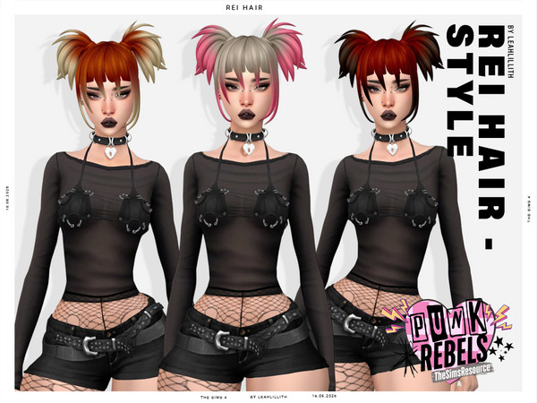 Sims 4 — Punk Rebels Rei Hairstyle by Leah_Lillith — There is optional recolor (color wheel) which can be found in the