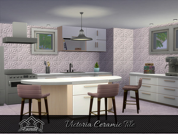 Sims 4 — Victoria Ceramic Tile 1 by Emerald — Victoria tiles patterns displaying elegant floral that adding vintage