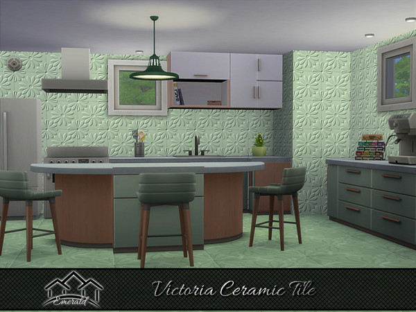 Sims 4 — Victoria Ceramic Tile 2 by Emerald — Victoria tiles patterns displaying elegant floral that adding vintage
