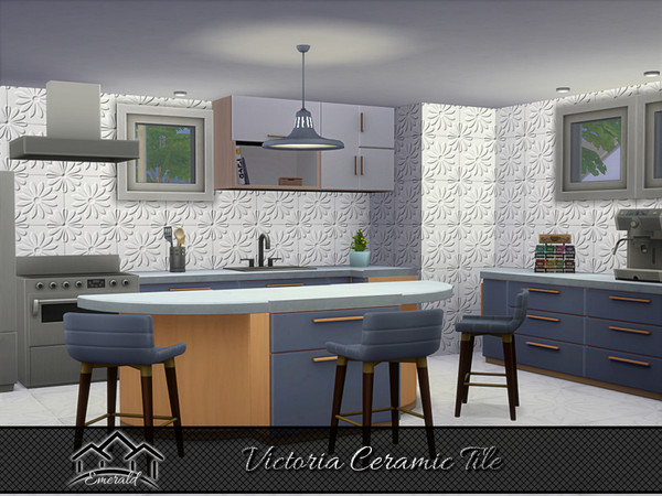 Sims 4 — Victoria Ceramic Tile 3 by Emerald — Victoria tiles patterns displaying elegant floral that adding vintage