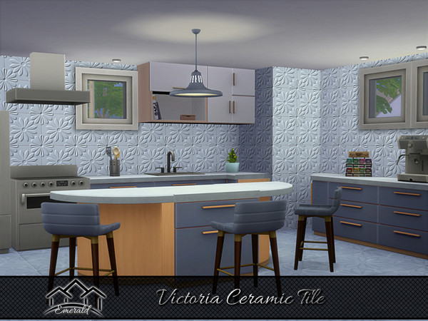 Sims 4 — Victoria Ceramic Tile 5 by Emerald — Victoria tiles patterns displaying elegant floral that adding vintage