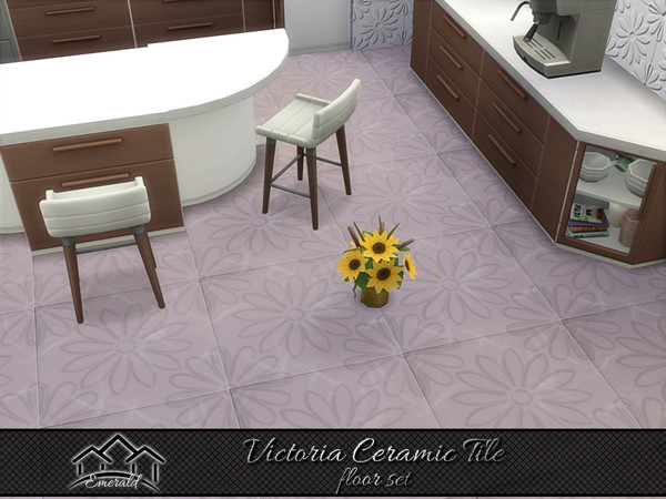 Sims 4 — Victoria Ceramic Tile floor1 by Emerald — Victoria tiles patterns displaying elegant floral that adding vintage