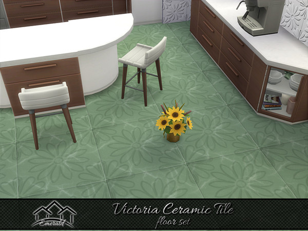 Sims 4 — Victoria Ceramic Tile floor2 by Emerald — Victoria tiles patterns displaying elegant floral that adding vintage