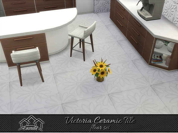 Sims 4 — Victoria Ceramic Tile floor3 by Emerald — Victoria tiles patterns displaying elegant floral that adding vintage