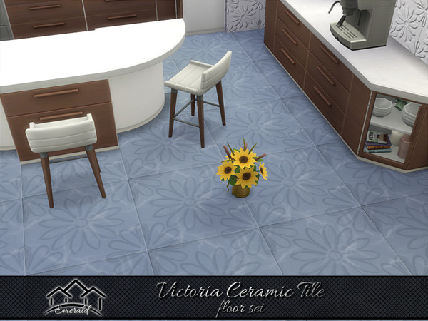 Sims 4 — Victoria Ceramic Tile floor5 by Emerald — Victoria tiles patterns displaying elegant floral that adding vintage