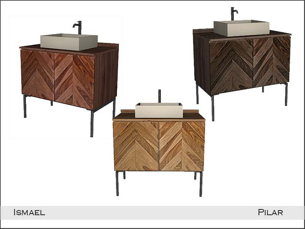 Sims 4 — Pilar Ismael Sink by Pilar — Bathroom furniture in exotic woods