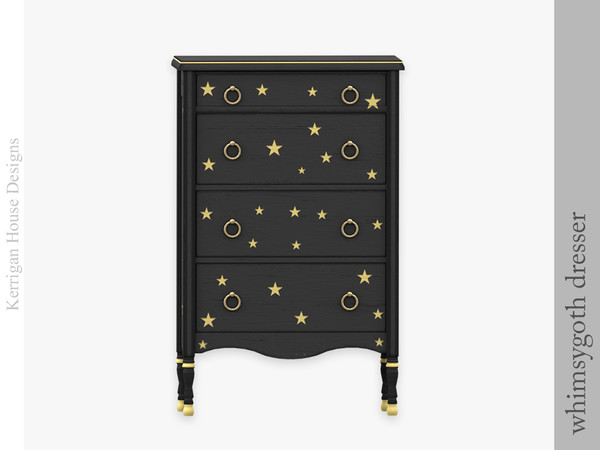 Sims 4 — Whimsygoth Dresser by kerriganhouse — A collection of whimsy dark furniture for alternative sims.