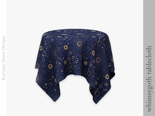 Sims 4 — Whimsygoth Tablecloth by kerriganhouse — A collection of whimsy dark furniture for alternative sims.