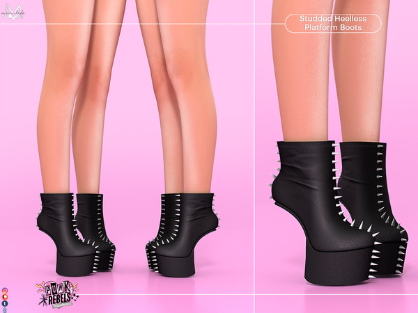 Sims 4 — Studded Heelless Platform Boots S573 by Mermalade — New Mesh