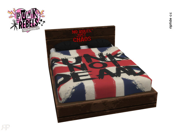 Sims 4 — Riptide CC Anarchy Room Set Bed by Riptidecc — Loud, gritty, and unapologetic Anarchy Room Set is a