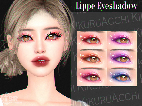 Sims 4 — Lippe Eyeshadow by Kikuruacchi — - It is suitable for Female and Male. ( Teen to Elder ) - 6 swatches - HQ