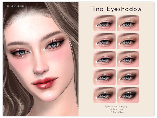Sims 4 — Tina Eyeshadow by Lisaminicatsims — -Eyeshadow category -HQ comatble -10 swatches