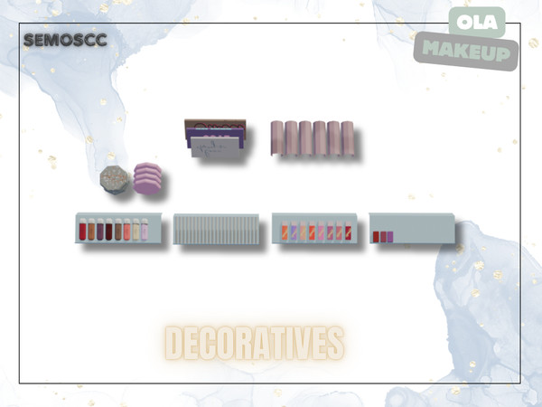 Sims 4 — [SCC] Ola Makeup Powder by semoscc — Makeup table with mirror and extra glass part + few makeup items