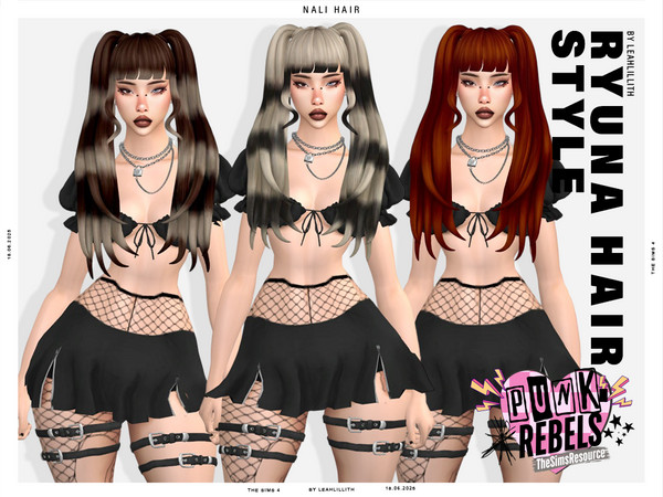 Sims 4 — Punk Rebels Nali Hairstyle by Leah_Lillith — There is optional recolor (color wheel) which can be found in the