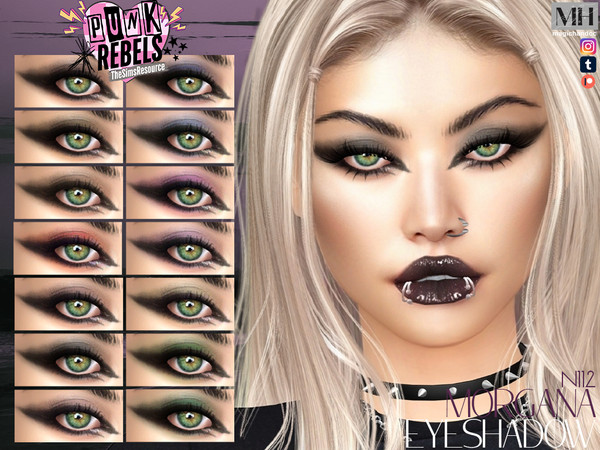 Sims 4 — Punk Rebels Morgana Eyeshadow N112 by MagicHand — Smudgecore Rebel Palette in 14 colors - HQ Compatible.