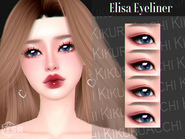 Sims 4 — Elisa Eyeliner by Kikuruacchi — - It is suitable for Female and Male. ( Teen to Elder ) - 4 swatches - HQ