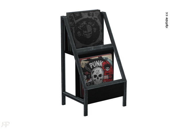 Sims 4 — Riptide CC Punk Revival Studio Anarchy Vinyl Rack Stand by Riptidecc — Infuse your Sims room with the chaotic