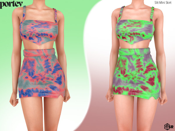 Sims 4 — Slit Mini Skirt by portev — new Mesh 7 colors