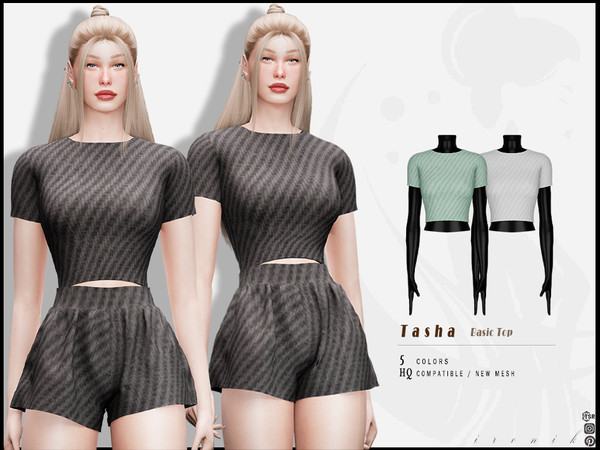 Sims 4 — Tasha SET - Basic Top by _ironik_ — -5 Colors