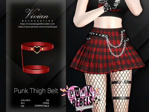 Sims 4 — Punk Thigh Belt by VivianDang — - All new meshes