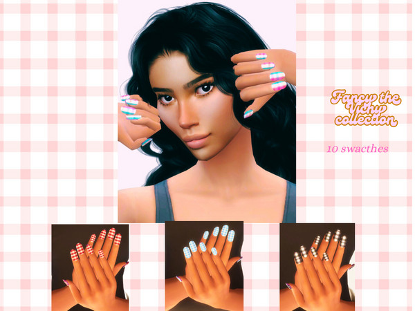 Sims 4 — Gingham Print nails by SimmerClara — These nails will go perfectly with The tea party dress set and Sandal