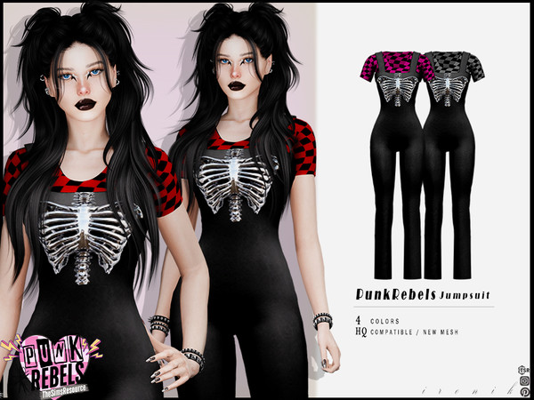 Sims 4 — Punk Rebels - Jumpsuit by _ironik_ — -4 Colors