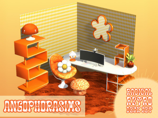 Sims 4 — Radical Research Desk - angophorasims by angophorasims — Set of 10 pieces for a matching colorful (or black and