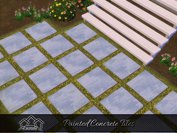 Sims 4 — Painted Concrete Tiles 1 by Emerald — Painted Concrete Tiles to create a more intricate and elaborate path.