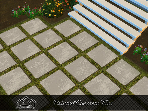 Sims 4 — Painted Concrete Tiles 3 by Emerald — Painted Concrete Tiles to create a more intricate and elaborate path.