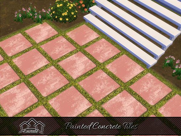 Sims 4 — Painted Concrete Tiles 4 by Emerald — Painted Concrete Tiles to create a more intricate and elaborate path.