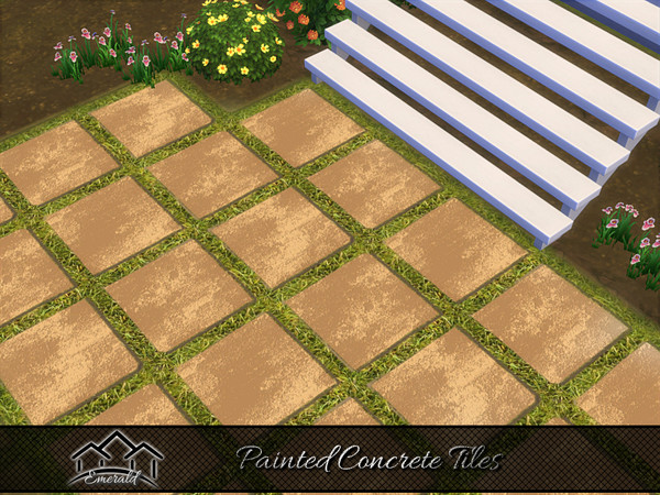 Sims 4 — Painted Concrete Tiles 6 by Emerald — Painted Concrete Tiles to create a more intricate and elaborate path.