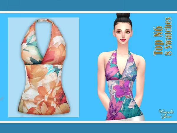 Sims 4 — Top N6 by xCarolaSimsx — Halter top open back V-Neck