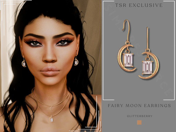 Sims 4 — Fairy Moon Earrings by Glitterberryfly — A gorgeous rose gold moon earring