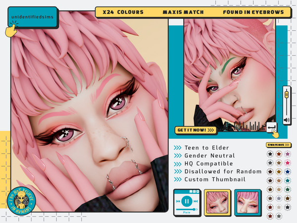 Sims 4 — Pixie Eyebrows (Patreon) by unidentifiedsims — 24 Maxis Match Colours