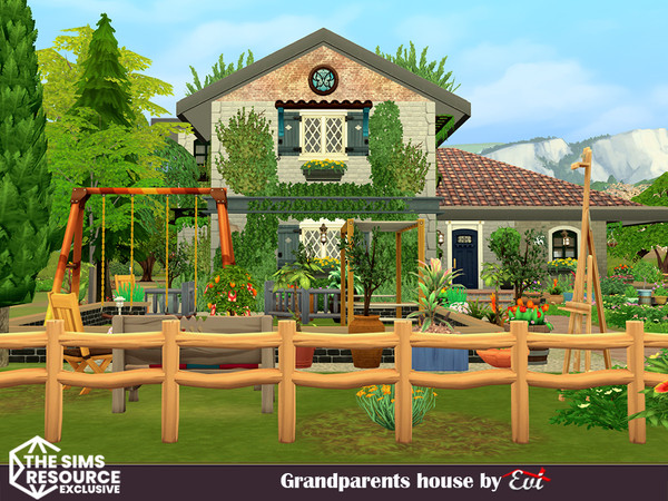 Sims 4 — Granparents house _ No CC by evi — A garden full of f;owers, a natural pool, 3 bedrooms and 2 bathrooms. The