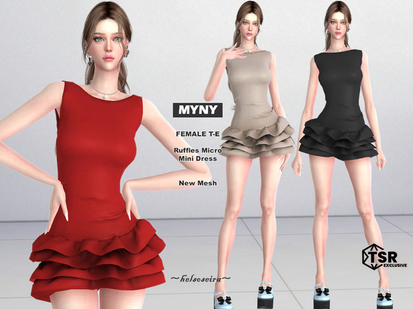 Sims 4 — MYNY - Micro Mini Dress by Helsoseira — Style - Ruffles, sleeveless micro mini dress
