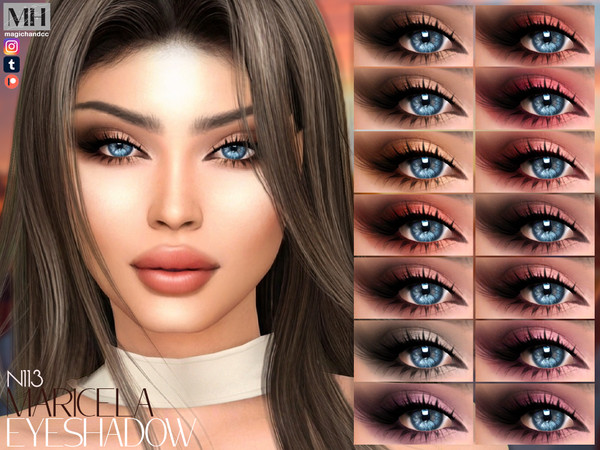Sims 4 — Maricela Eyeshadow N113 by MagicHand — Sultry, smoky eye makeup in 16 colors - HQ Compatible.