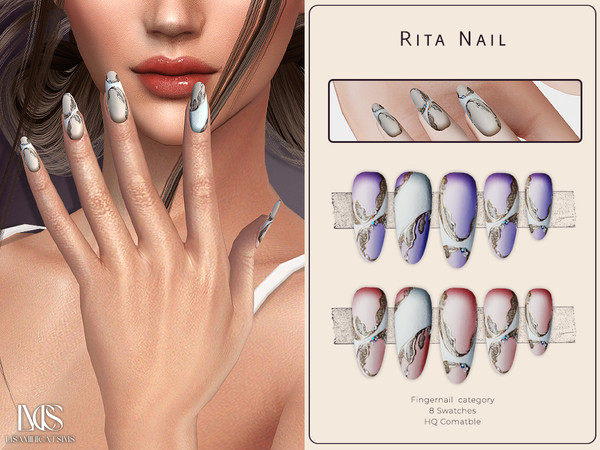 Sims 4 — Rita Nail by VELYSEA — -Fingernail category -HQ comatble -8 swatches
