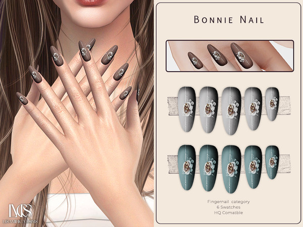 Sims 4 — Bonnie Nail by VELYSEA — -Fingernail category -HQ comatble -6 swatches