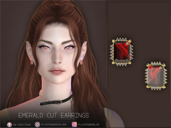 Sims 4 — Emerald Cut Earrings by PlayersWonderland — Emerald Cut Earrings in different Metal colors. - 5 Swatches