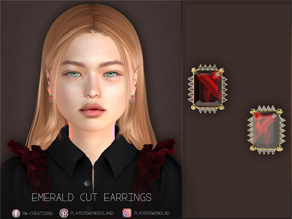 Sims 4 — Emerald Cut Earrings Kids by PlayersWonderland — Kids version of my Emerald Earrings. - 5 Swatches