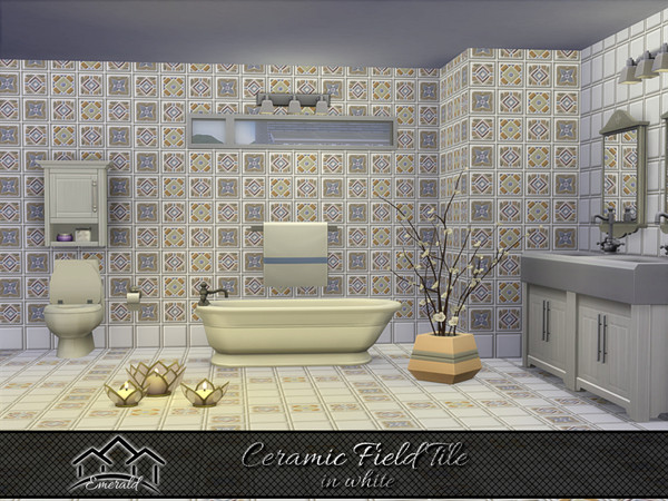 Sims 4 — Ceramic Field Tile in white 2 by Emerald — Timeless inviting ceramic field tiles with durability and beauty.