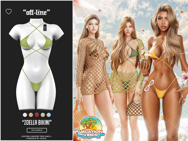 Sims 4 — Off-Line - Zoella Bikini by VentaStudio — - 5 Swatches (40 Swatches on Patreon)